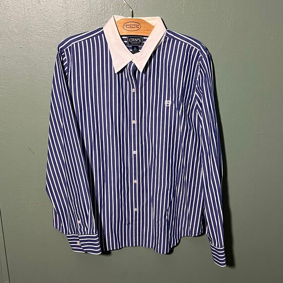 Chaps Classics Striped Shirt XL Blue White - Picture 3 of 6